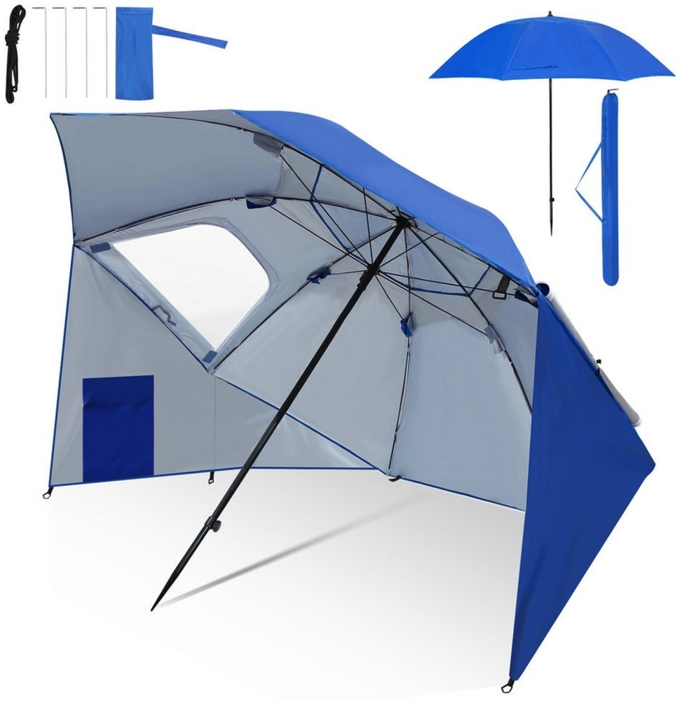 Clanmacy Sonnenschirm Strandschirm Balkonschirm Knickbar Umfunktionieren zum Gartenschirm, LxB: 210x200 cm, Oxford, für Garten, Balkon, Terasse Bild 1