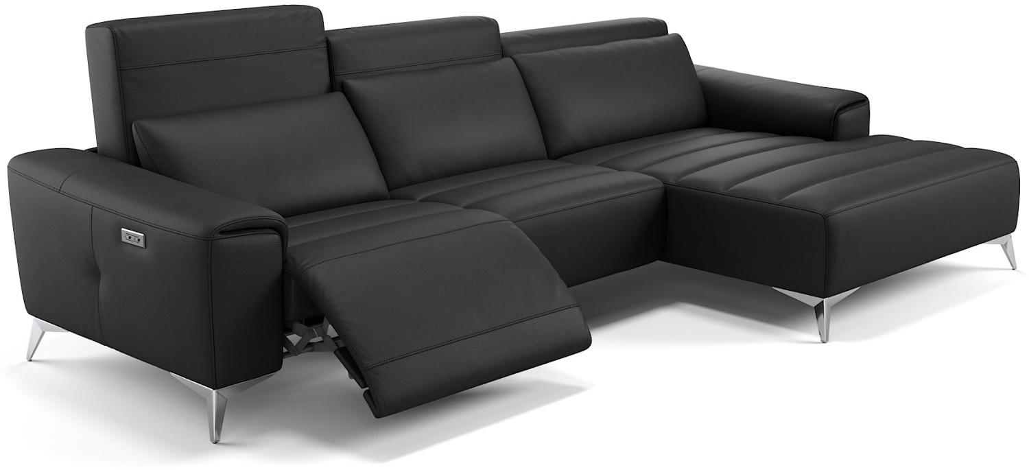 Sofanella Eckcouch BELLA Leder Wohnlandschaft Sofa in Schwarz XL: 314 x 163 Breite x 100 Tiefe Bild 1