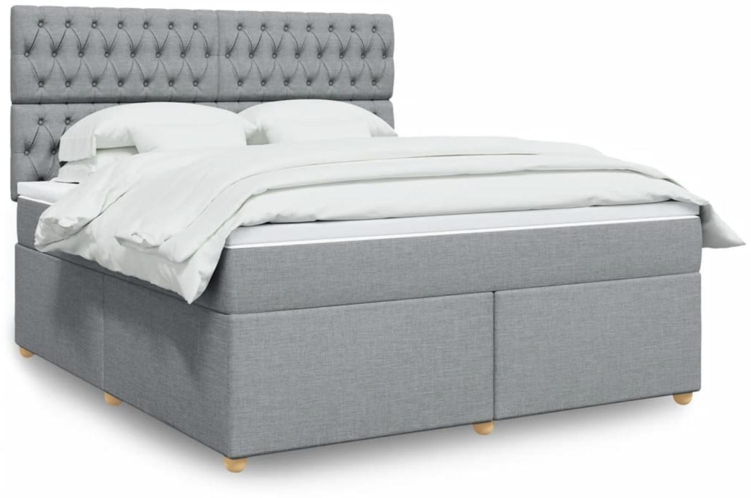 vidaXL Boxspringbett mit Matratze Hellgrau 180x200 cm Stoff 3291366 Bild 1