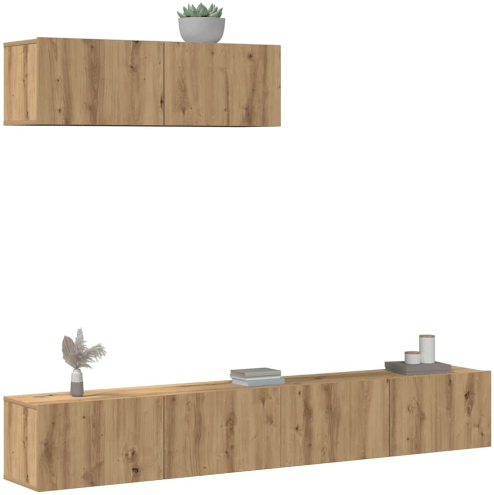 vidaXL 3-tlg. TV-Schrank-Set Wandmontage Artisan-Eiche Holzwerkstoff 3329206 Bild 1