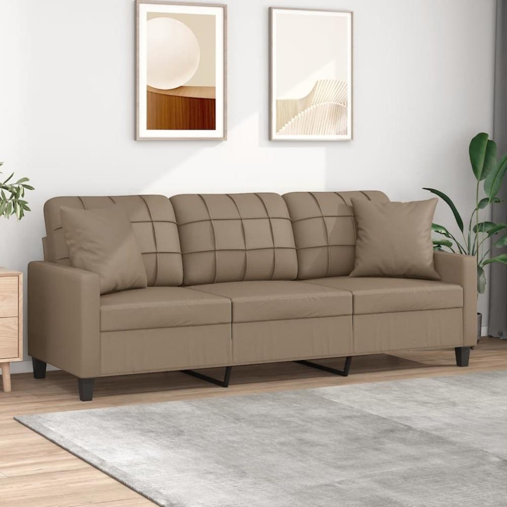 vidaXL 3-Sitzer-Sofa mit Zierkissen Cappuccino-Braun 180 cm Kunstleder 3200812 Bild 1