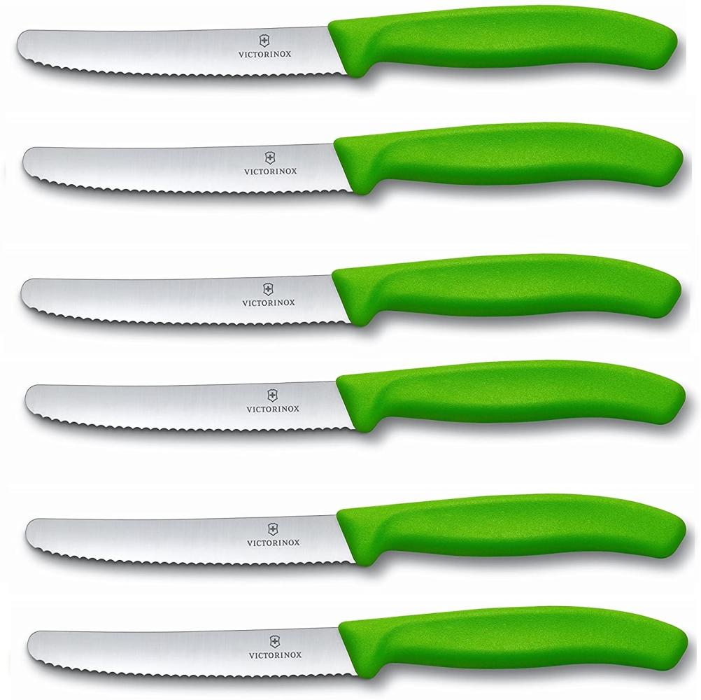 Victorinox | Tafelmesser Set | 6-teilig | Grün | Swiss Classic | ergonomischer Griff | Wellenschliff | perfekt für den Alltagstisch Bild 1