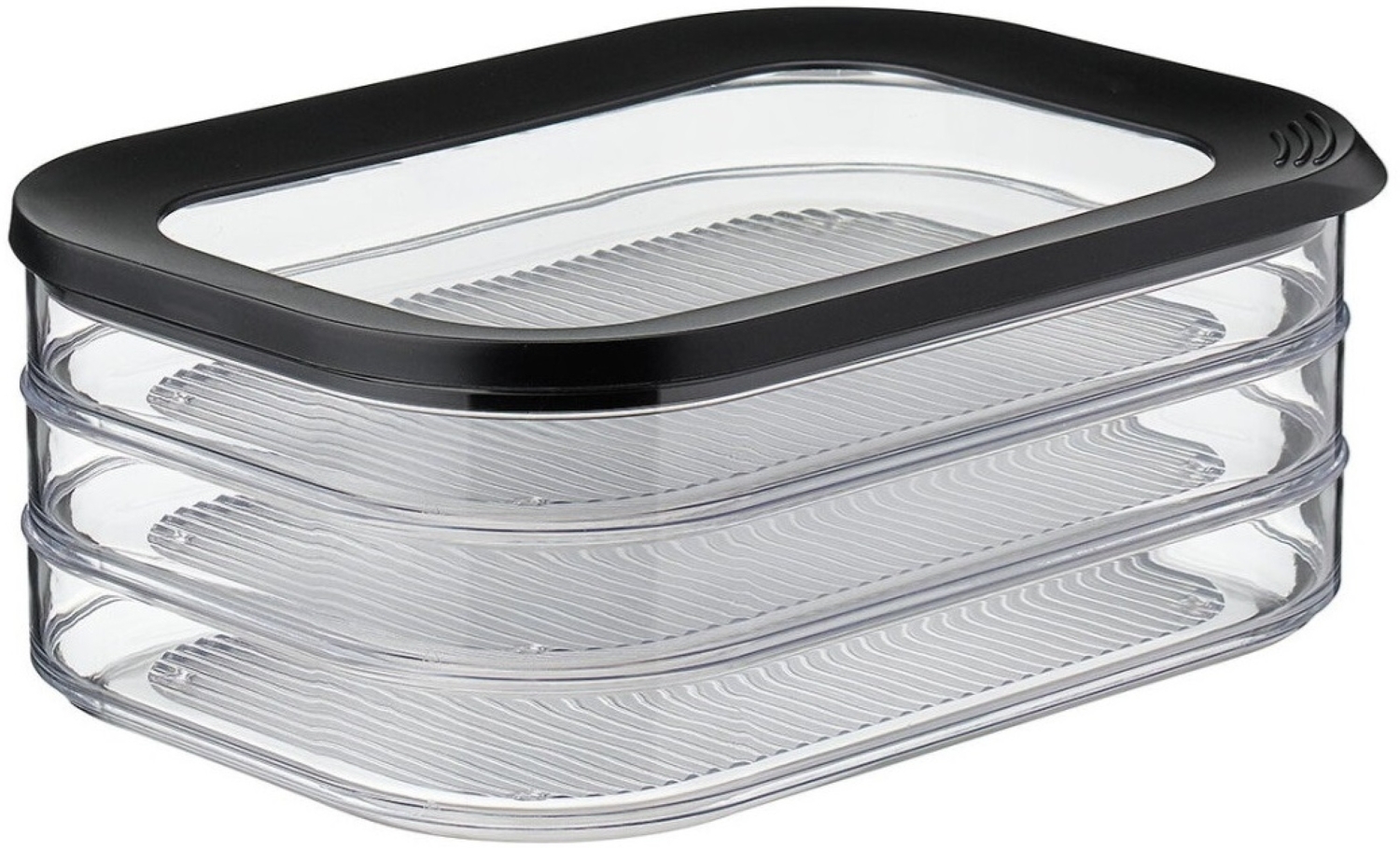 Mepal | Aufschnittdose Modula 3-lagig | Nordic Black | 1650 ml | ideal zur Aufbewahrung von Wurst und Fleischwaren | 3 separate Behälter | spülmaschinenfest Bild 1