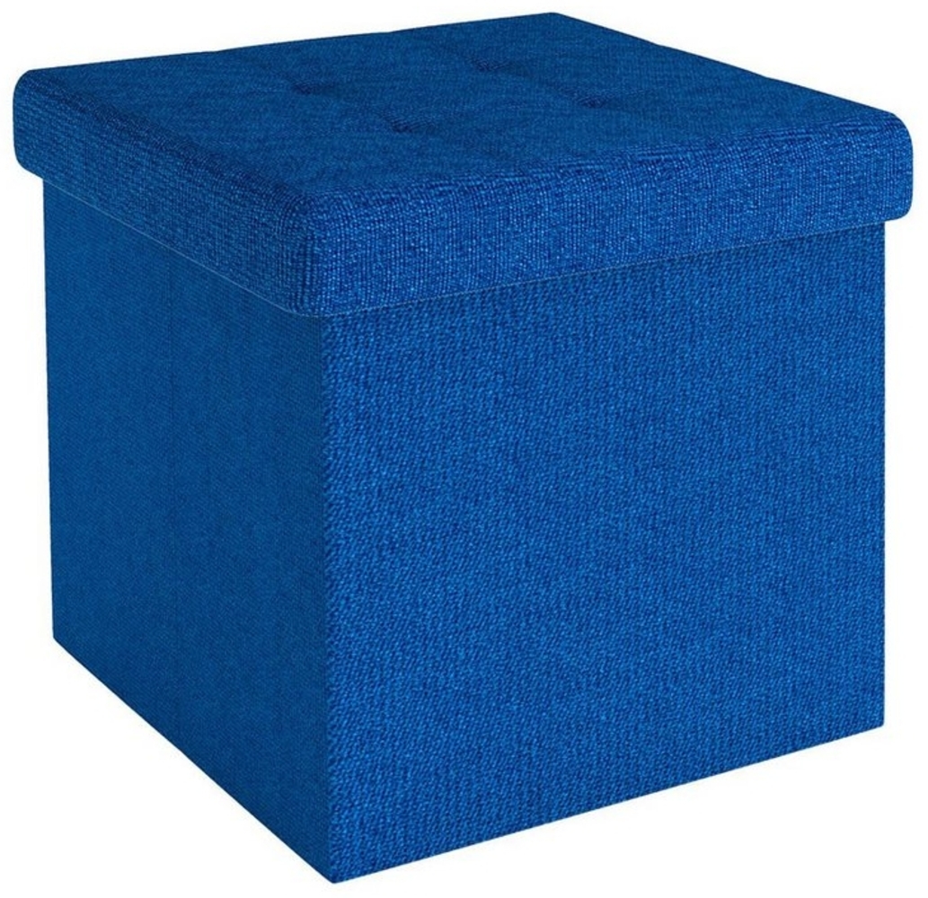 Intirilife Sitzhocker (Sitzwürfel mit Stauraum 30x30x30 cm in OZEAN BLAU - Fußablage, 1 St), Faltbare Sitzhocker - aus Stoff mit Mulden - Aufbewahrungsbox Truhe Bild 1