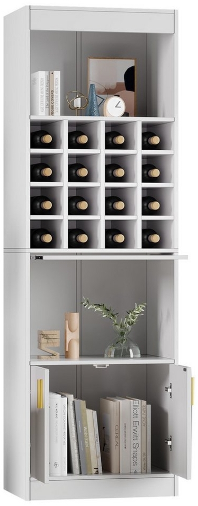 REDOM Vitrine Wohnzimmerregal, Eckschrank,Highboard (180cm hoch, 1-St, 16 Weinfächer, 3 Einlegeböden, 2 Türen) für Weinliebhaber Bild 1