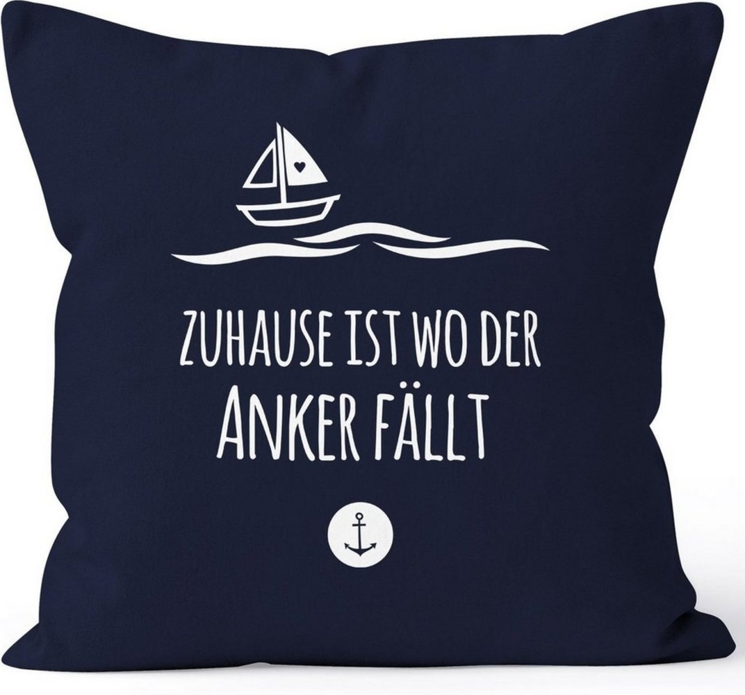 MoonWorks Dekokissen Kissenbezug Zuhause ist wo der Anker fällt Familie Heimat Liebe 40x40 Baumwolle MoonWorks® Bild 1