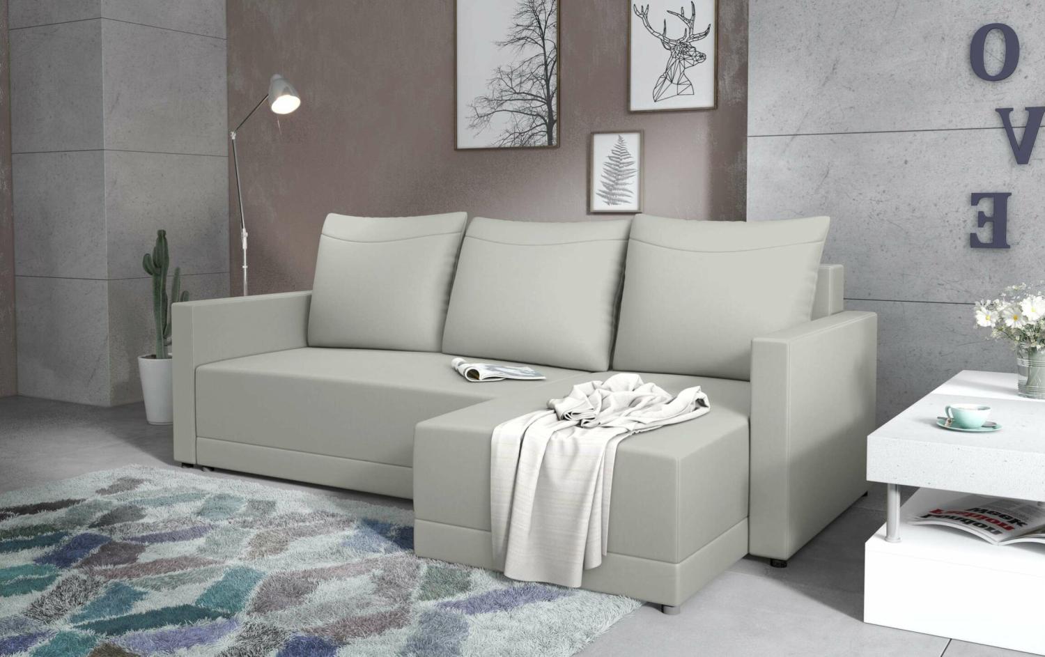 Stylefy Tanita Ecksofa Beige Rechts Kunstleder MADRYT Bild 1