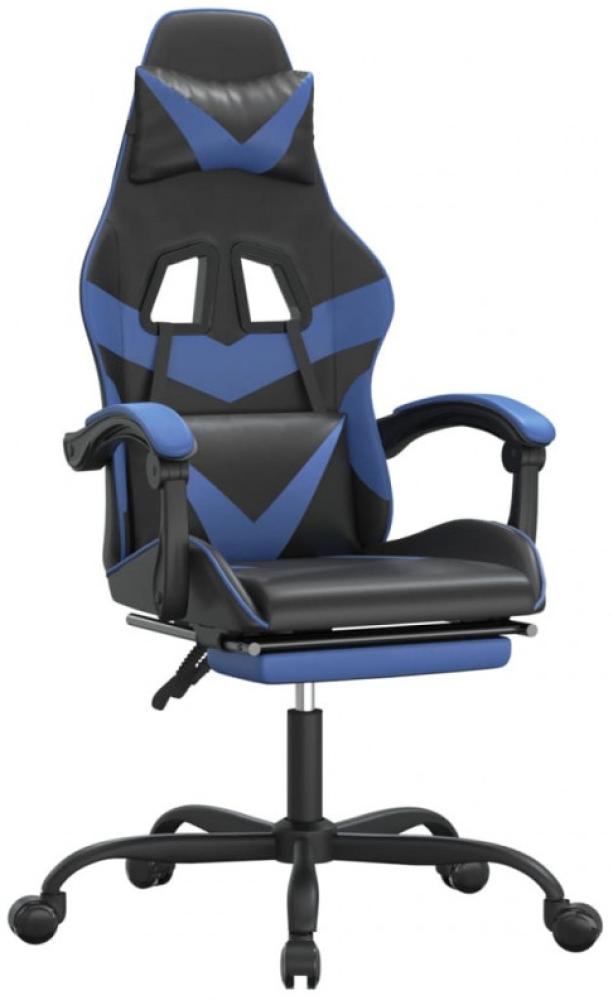 vidaXL Gaming-Stuhl mit Fußstütze Drehbar Schwarz & Blau Kunstleder [349555] Bild 1