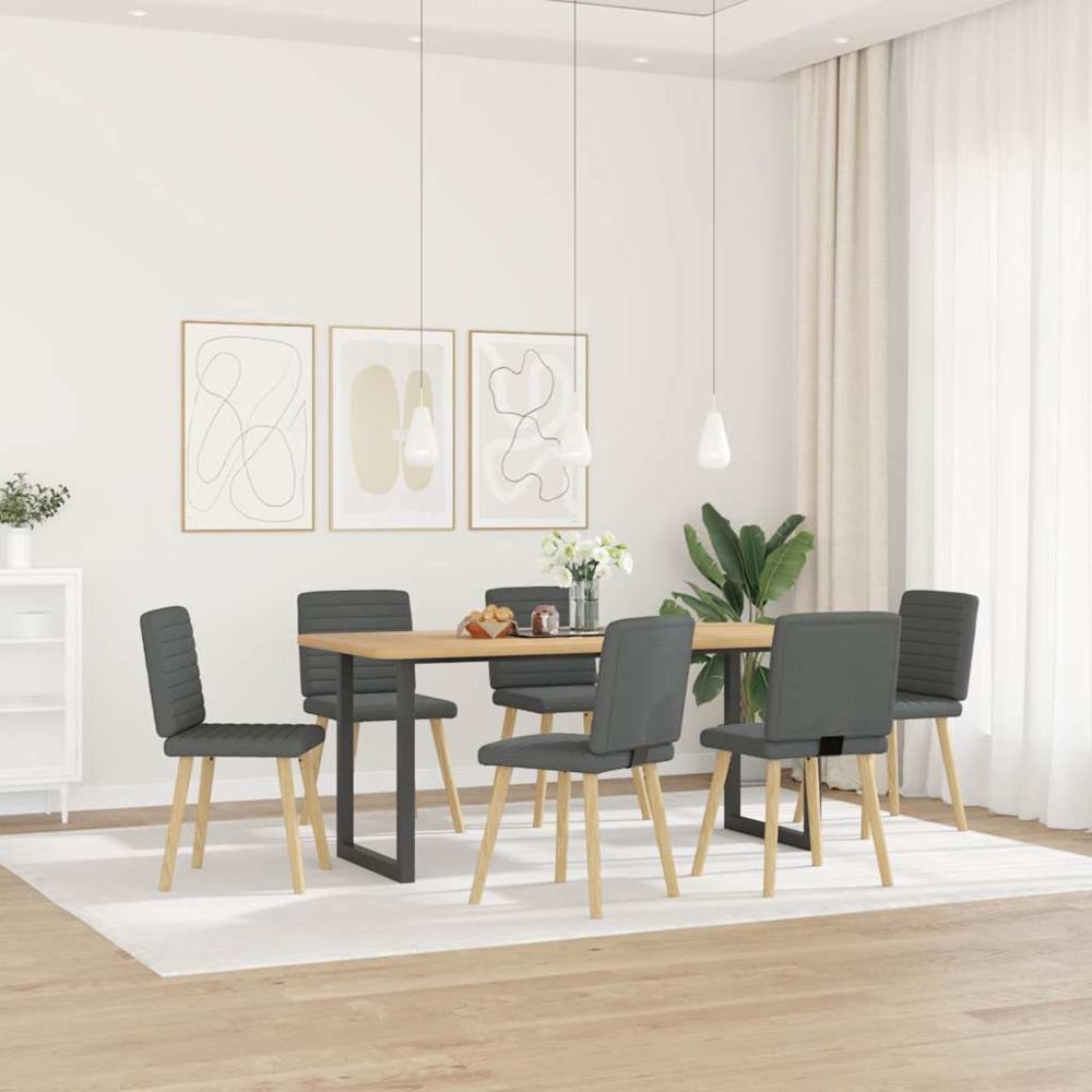 vidaXL Esszimmerstühle 6 Stk. Dunkelgrau Stoff 3315545 Bild 1