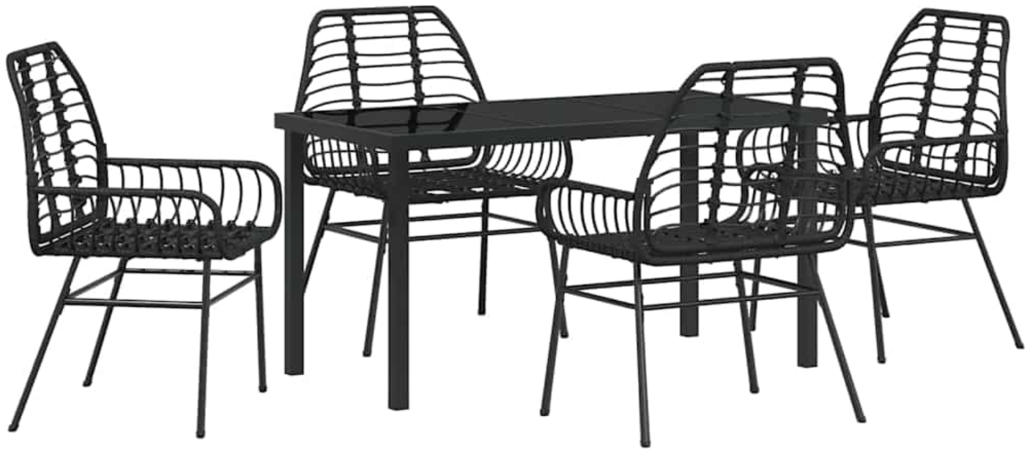 vidaXL Garten Essgruppe 5 pcs Schwarz Poly-Rattan 3380843 Bild 1