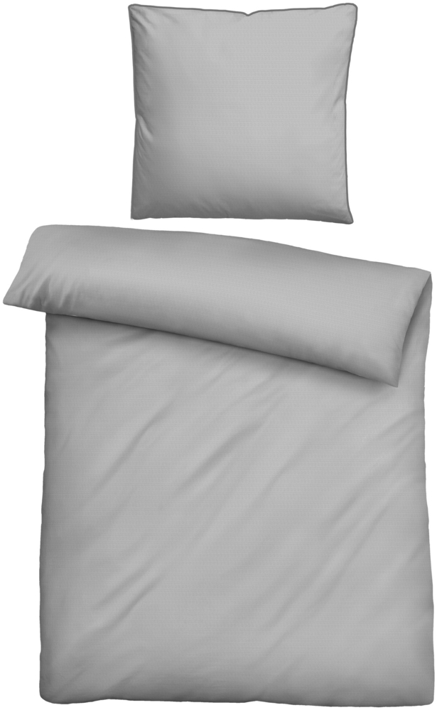 biberna Pique Bettwäsche UNI, silber/grau, 1 x 155 x 220 cm + 1 x 80 x 80 cm Bild 1