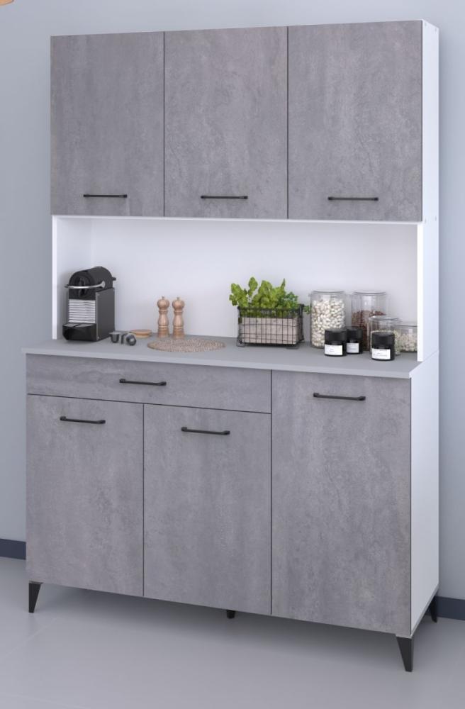 Parisot Küche Buffet Malice in Beton grau und weiß 120 cm Bild 1