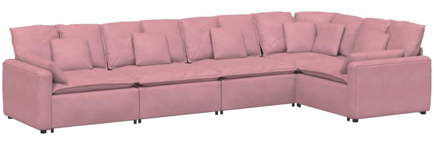 vidaXL Modulares Sofa mit Kissen Samt Rosa 3321331 Bild 1