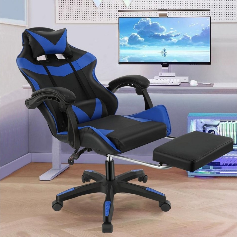 LETGOSPT Gaming Chair Ergonomischer Gaming-Stuhl, Verstellbare Bürostuhl Massage Gamer Stuhl, Gaming Chair mit Kopfkissen Lendenkissen,Gamer-Stuhl für Erwachsene Bild 1