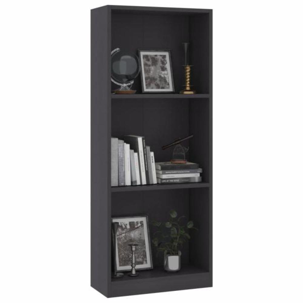 vidaXL Bücherregal 3 Fächer Grau 40x24x109 cm Holzwerkstoff 800830 Bild 1