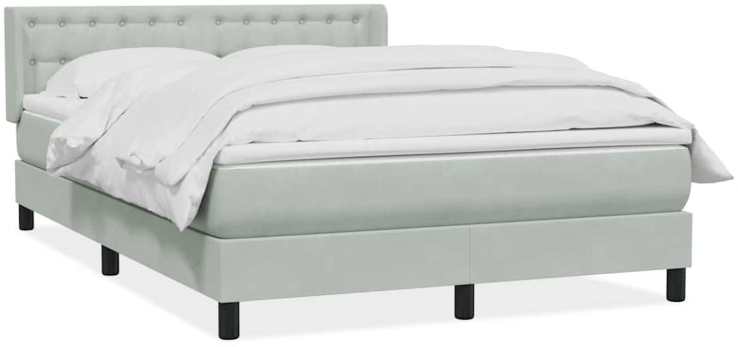 vidaXL Boxspringbett mit Matratze Hellgrau 140x220 cm Samt 3318489 Bild 1