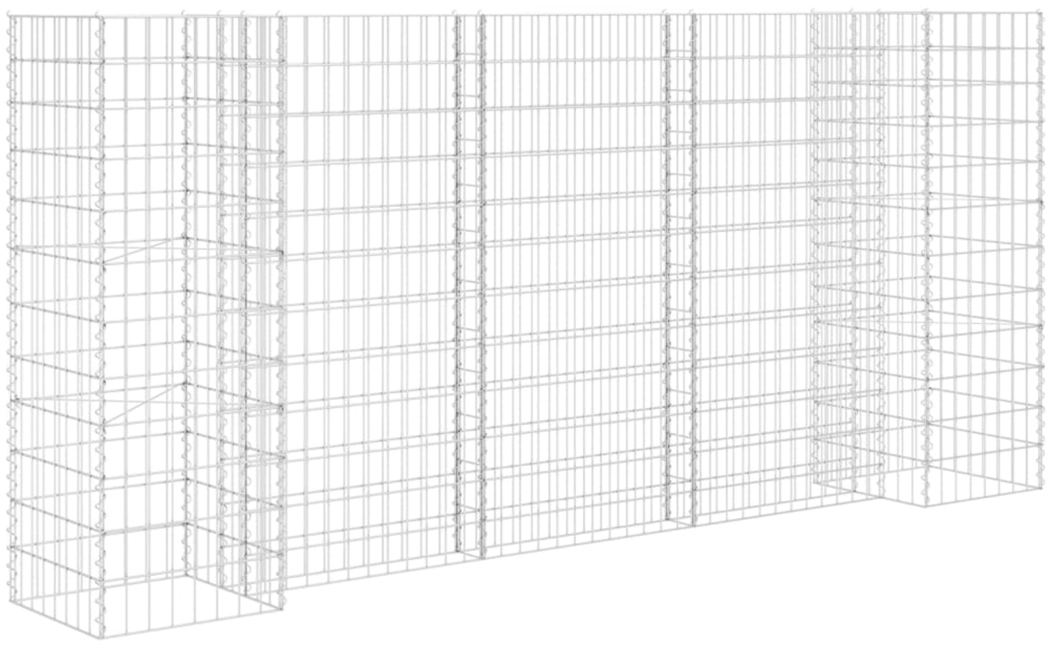 vidaXL H-förmiger Gabionen-Pflanzkorb Stahldraht 260x40x120 cm 145662 Bild 1