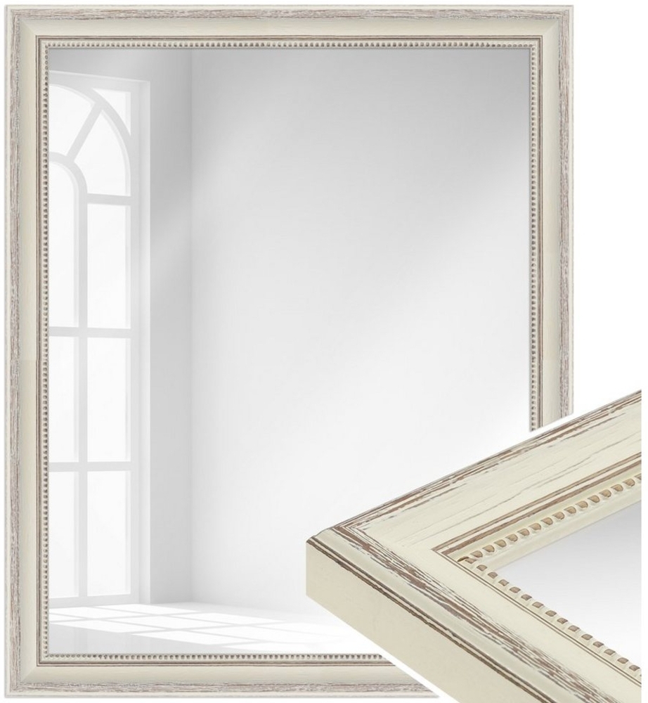 WANDStyle Wandspiegel H390, Creme-Optik, aus Massivholz im Landhaus Stil Bild 1