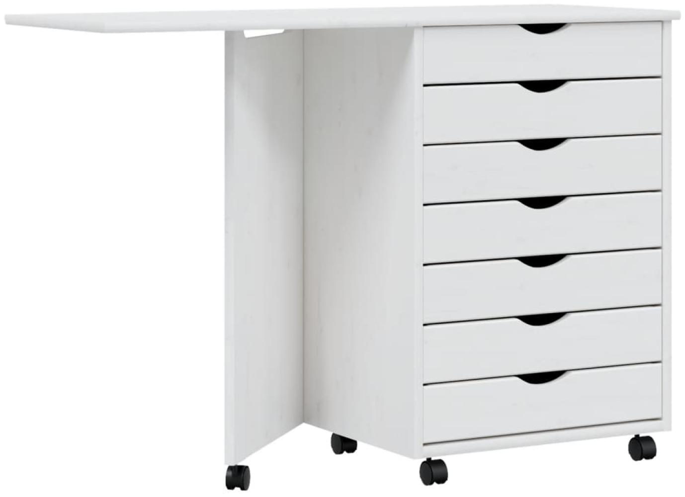 vidaXL Rollschrank mit Schreibtisch MOSS Weiß Massivholz Kiefer 355901 Bild 1