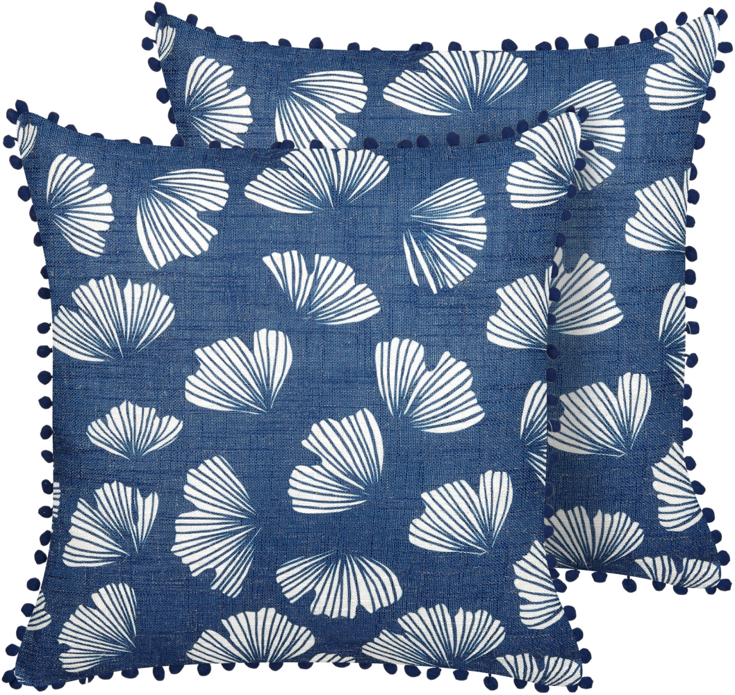 Kissen 2er Set DANDELION 45 x 45 cm Pflanzenmuster Dunkelblau Bild 1