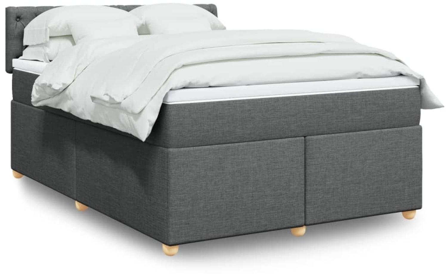 vidaXL Boxspringbett mit Matratze Dunkelgrau 140x190 cm Stoff 3288983 Bild 1