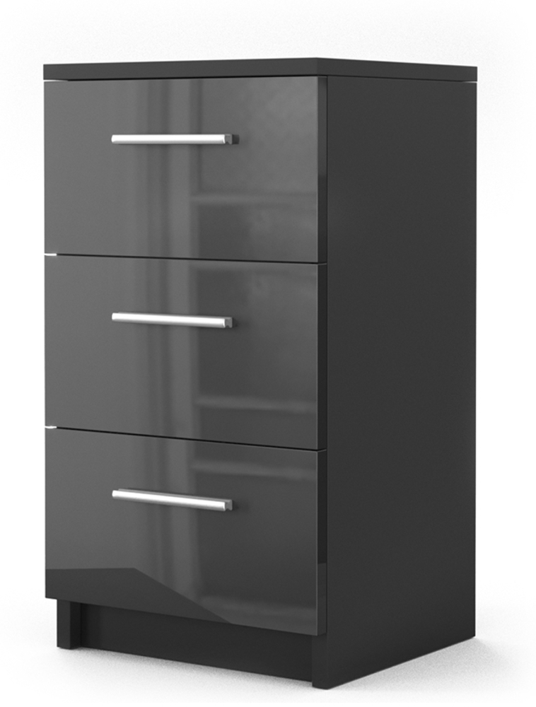 Vicco Nachttisch Schwarz Hochglanz 38 x 66 cm Bild 1