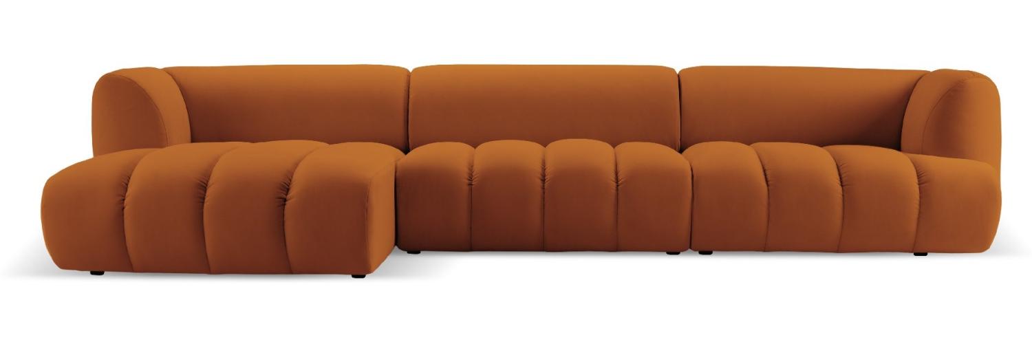 Micadoni Modulares Ecksofa Harry 5-Sitzer Links Samtstoff Terrakotta Bild 1