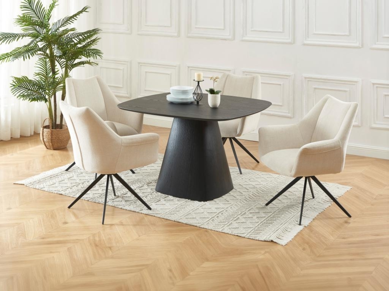 Vente-unique - Esstisch - 4 Personen - MDF - Schwarz - MINAZELA Bild 1