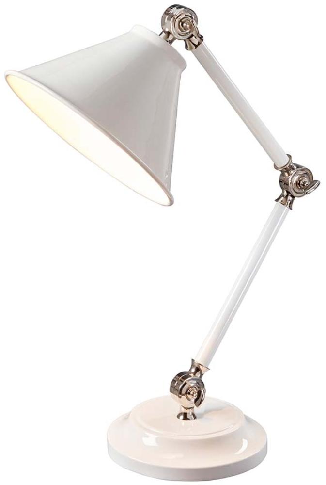 Schreibtischlampe, Nickel, Weiß, H 52,3 cm Bild 1