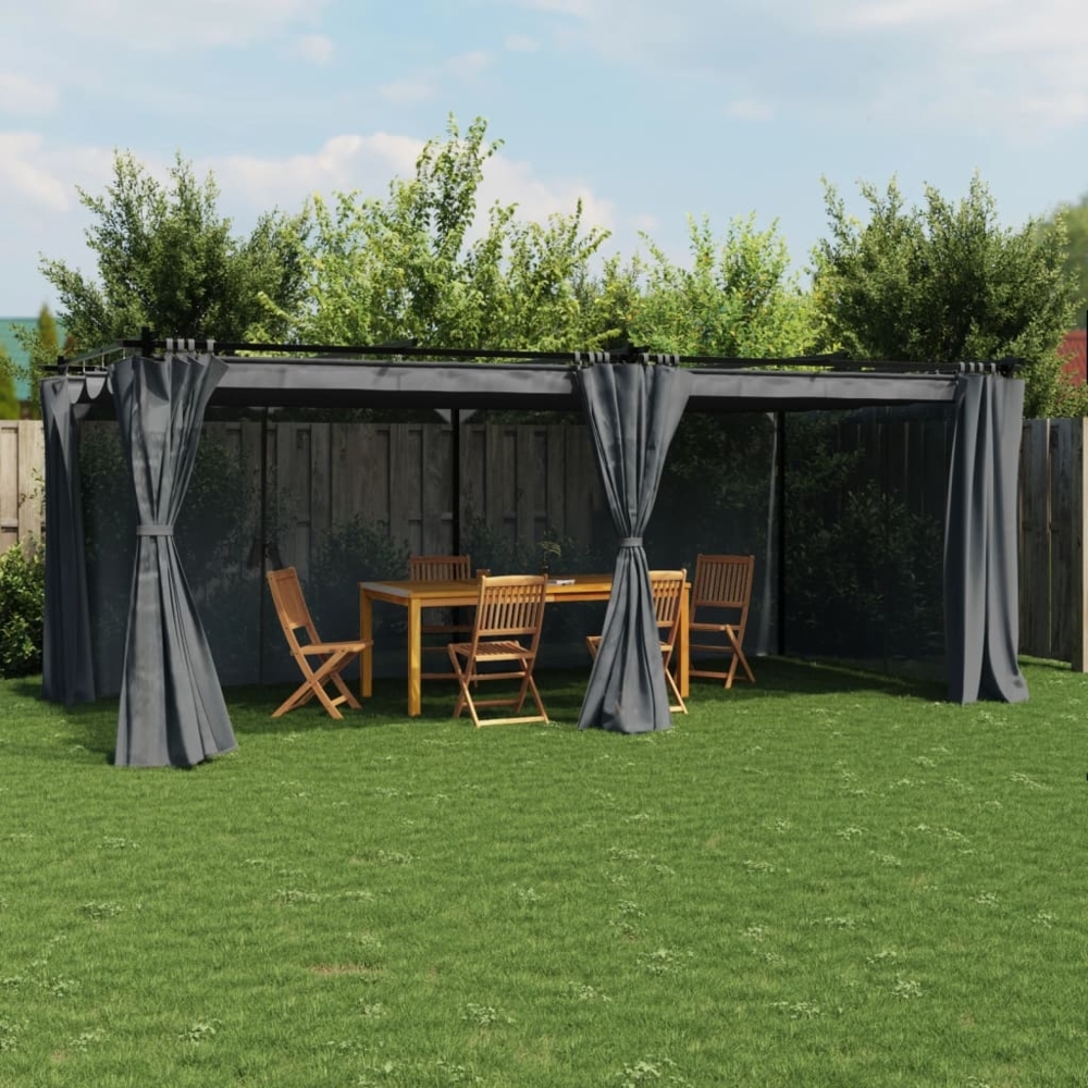 vidaXL Pavillon mit Vorhängen Anthrazit 6x3 m Stahl 4003921 Bild 1