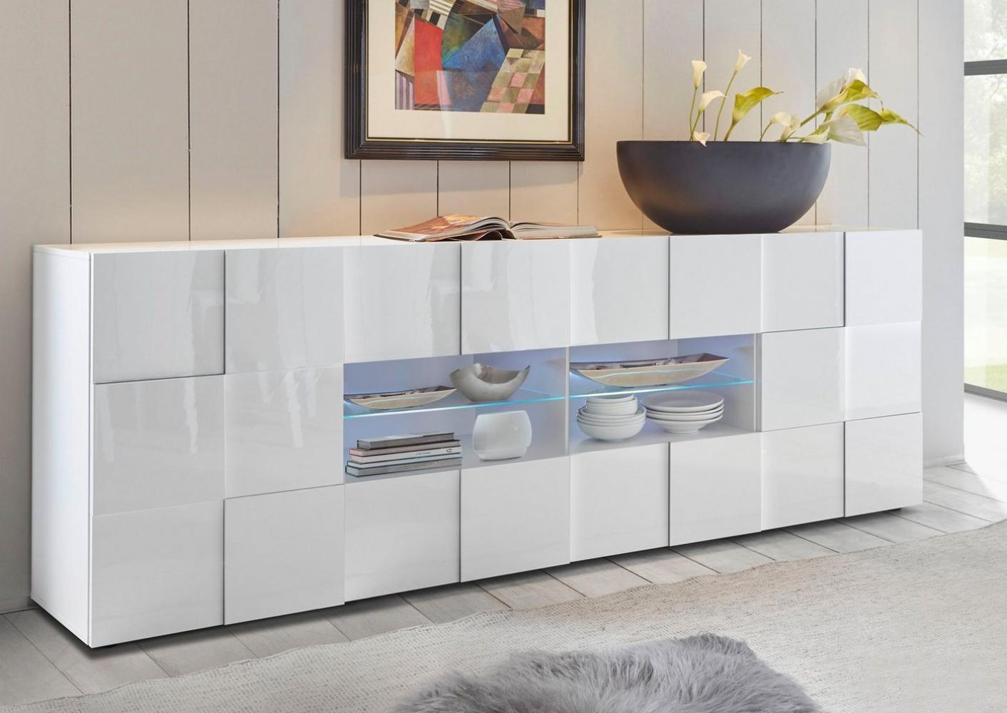 Sideboard 'DAMA 3', weiß Lack, 241 cm Bild 1