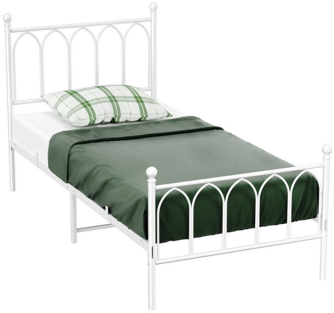 HAUSS SPOLE Metallbett 90x200 cm mit Lattenrost für Schlafzimmer ohne Martatze Weiß Bild 1