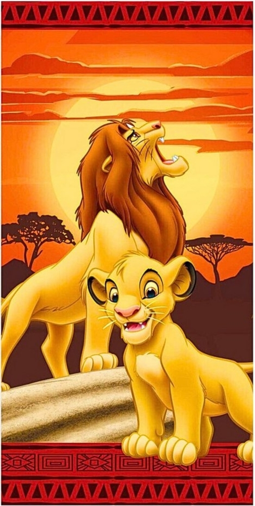 Disney The Lion King Badetuch Simba & Mufasa, Baumwolle, Kinder Strandtuch 70 x 140 cm Bild 1