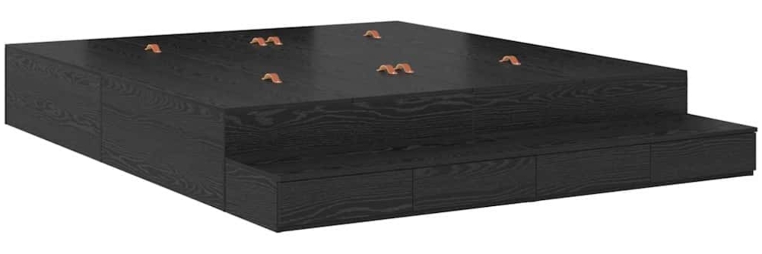 vidaXL Aufbewahrungsbettgestell Schwarz Eichen-Optik 180 cm 3335662 Bild 1