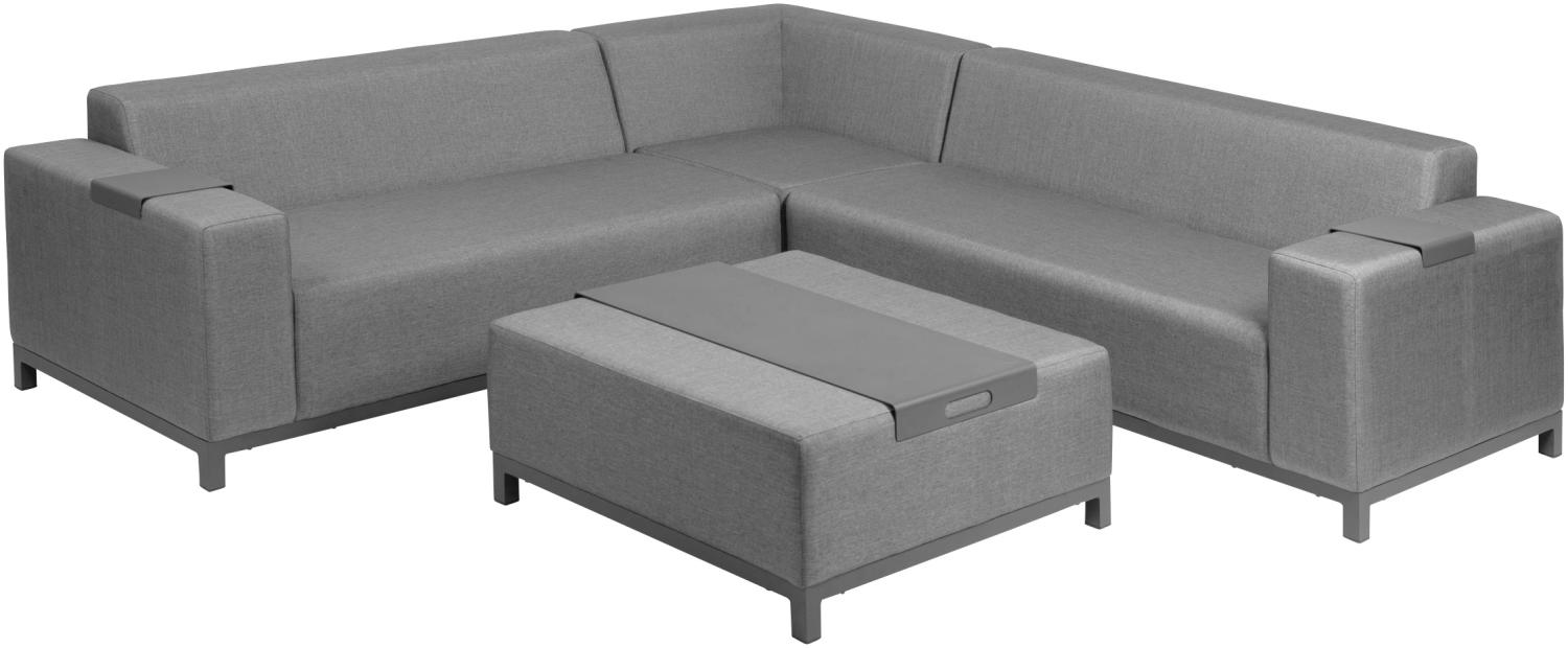 greemotion Loft Lounge Set 'Dallas', Garten-Ecksofa-Set mit Tisch/Hocker, 4tlg, Aluminium Anthrazit Bild 1