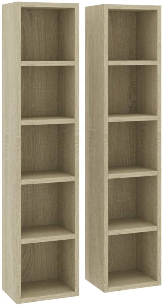 vidaXL CD-Regale 2 Stk. Sonoma-Eiche 21x16x93,5 cm Holzwerkstoff 802699 Bild 1