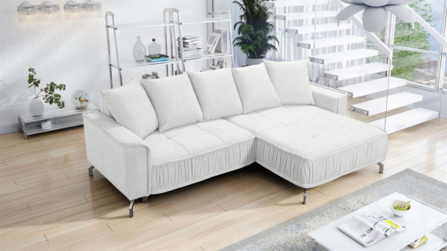 Ecksofa Schlafsofa Sofa FLORENCE Stoff Bubble Creme Ottomane Rechts Bild 1