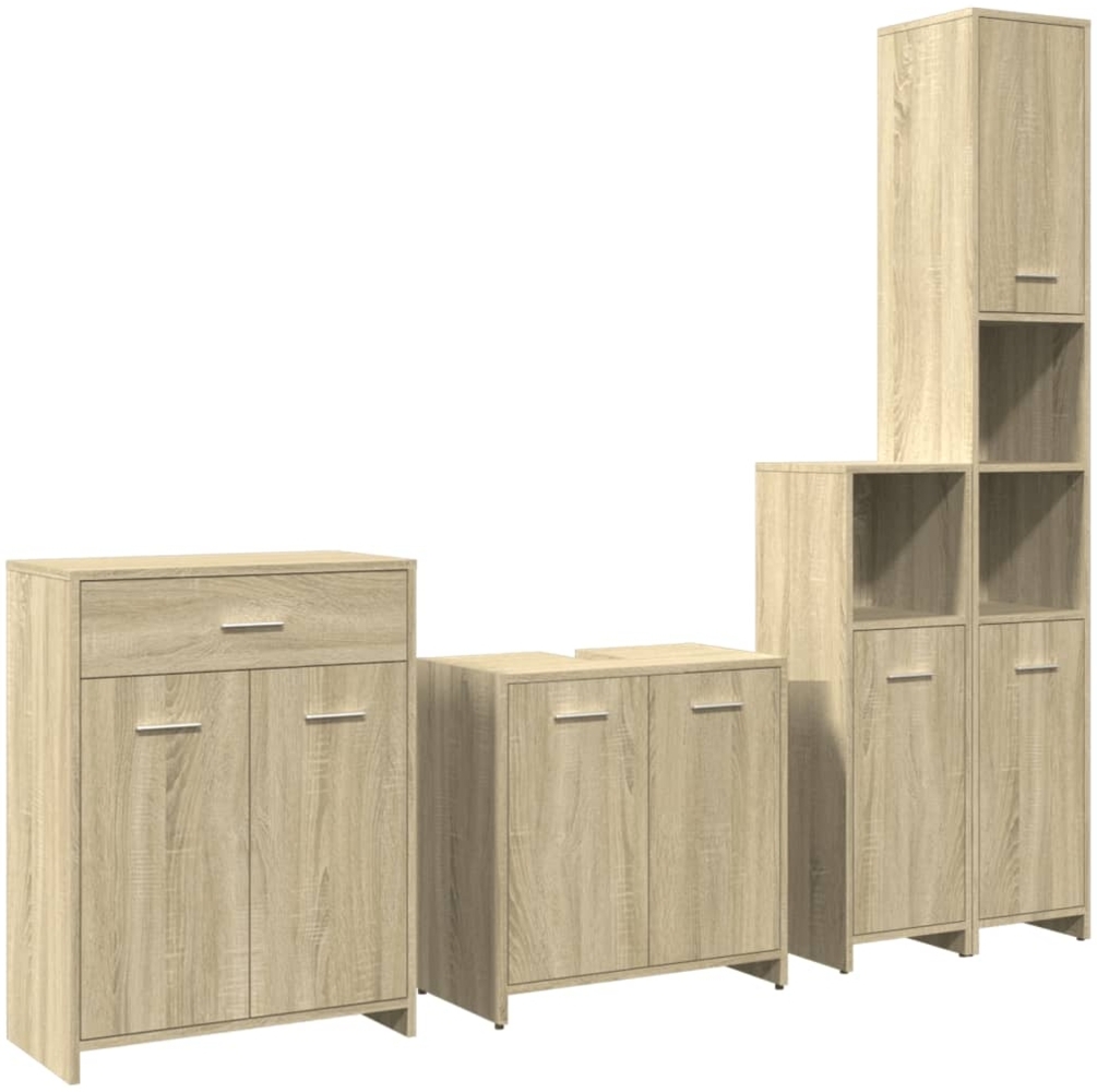 vidaXL 4-tlg. Badmöbel-Set Sonoma-Eiche Holzwerkstoff 3325044 Bild 1