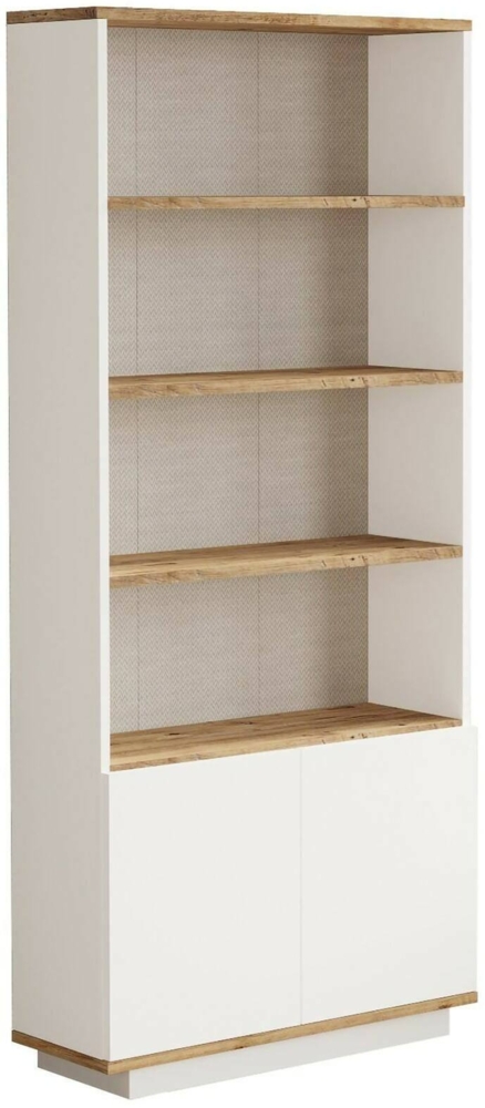 Dmora Bücherregal Achromic, Büroregal, Mobiler Buchhalter, Bücherbrett, 75x27h168 cm, Eiche und Weiß Bild 1
