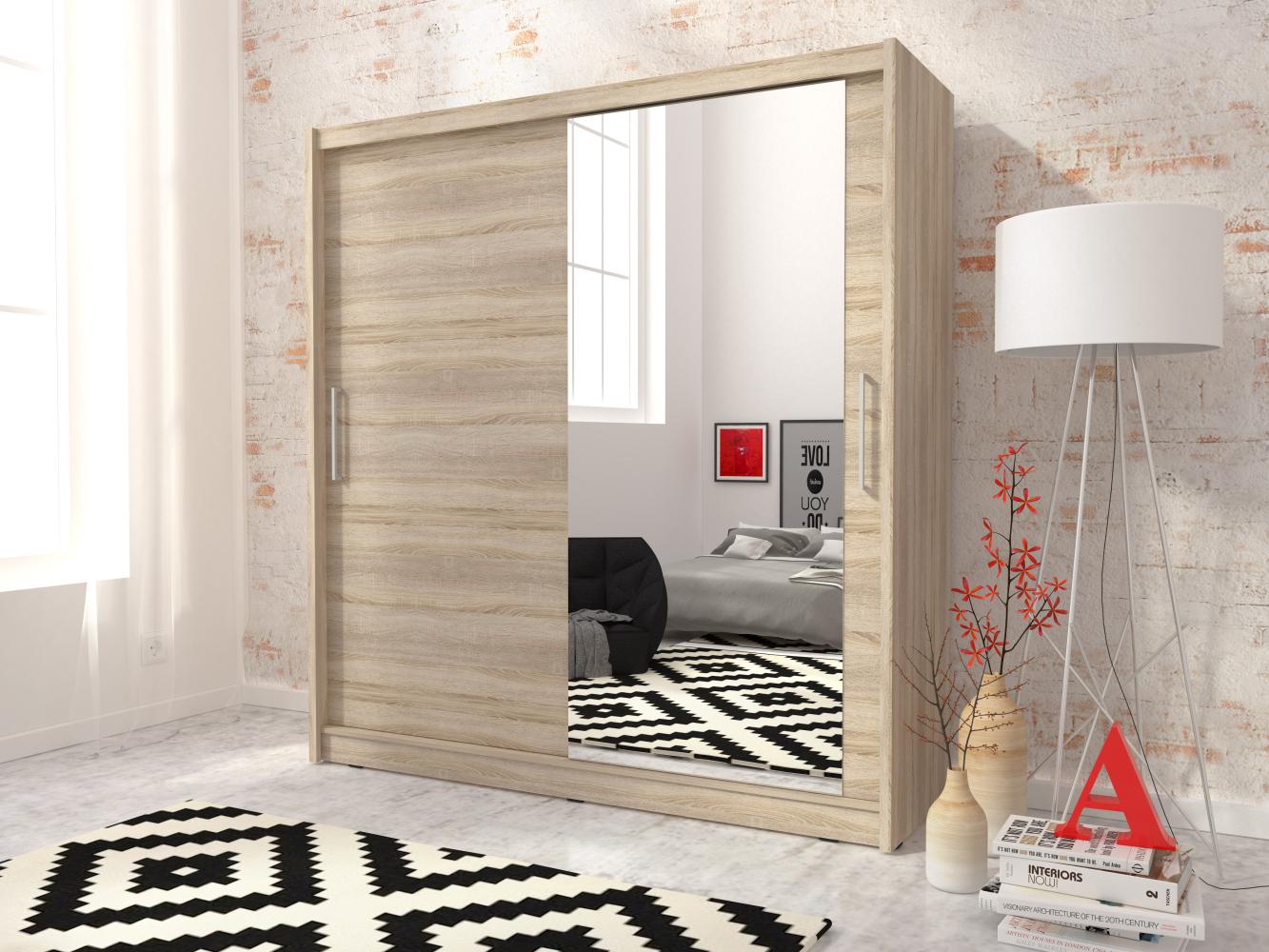 Domando Kleiderschrank San Benedetto M1 180 Modern Breite 180cm, Schwebetüren, praktische Facheinteilung in Sonoma Eiche Bild 1