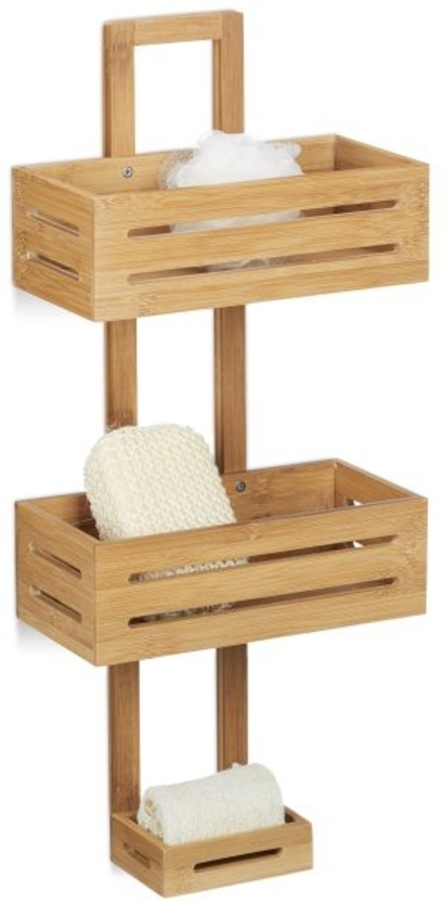 Relaxdays Duschregal, Bambus natur, 28 x 15,5 x 65 cm Bild 1