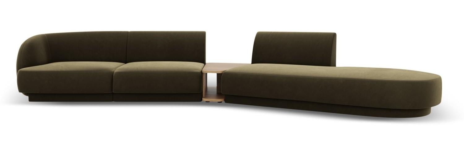 Micadoni Modulares Sofa Miley 4-Sitzer mit 1 Armlehne Rechts Samtstoff Grün Bild 1