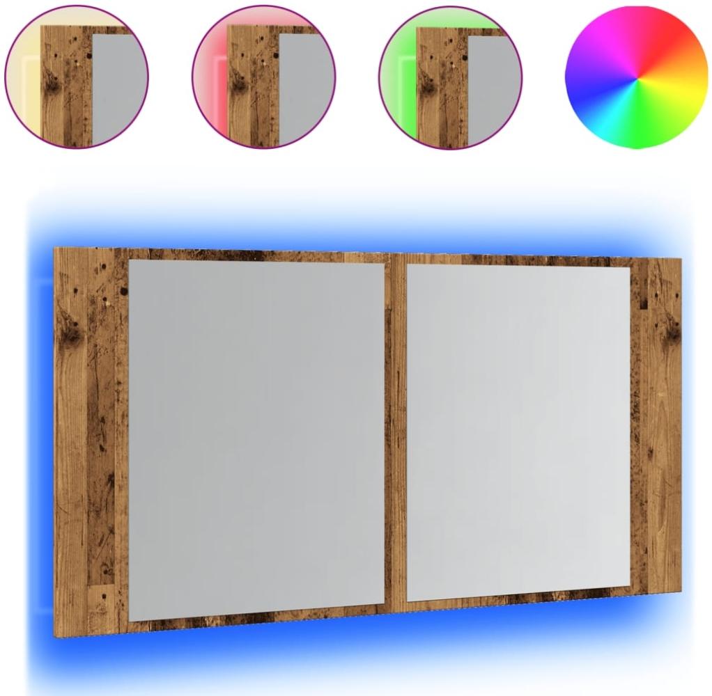 vidaXL LED-Spiegelschrank Altholz-Optik 90x12x45 cm Holzwerkstoff 856284 Bild 1