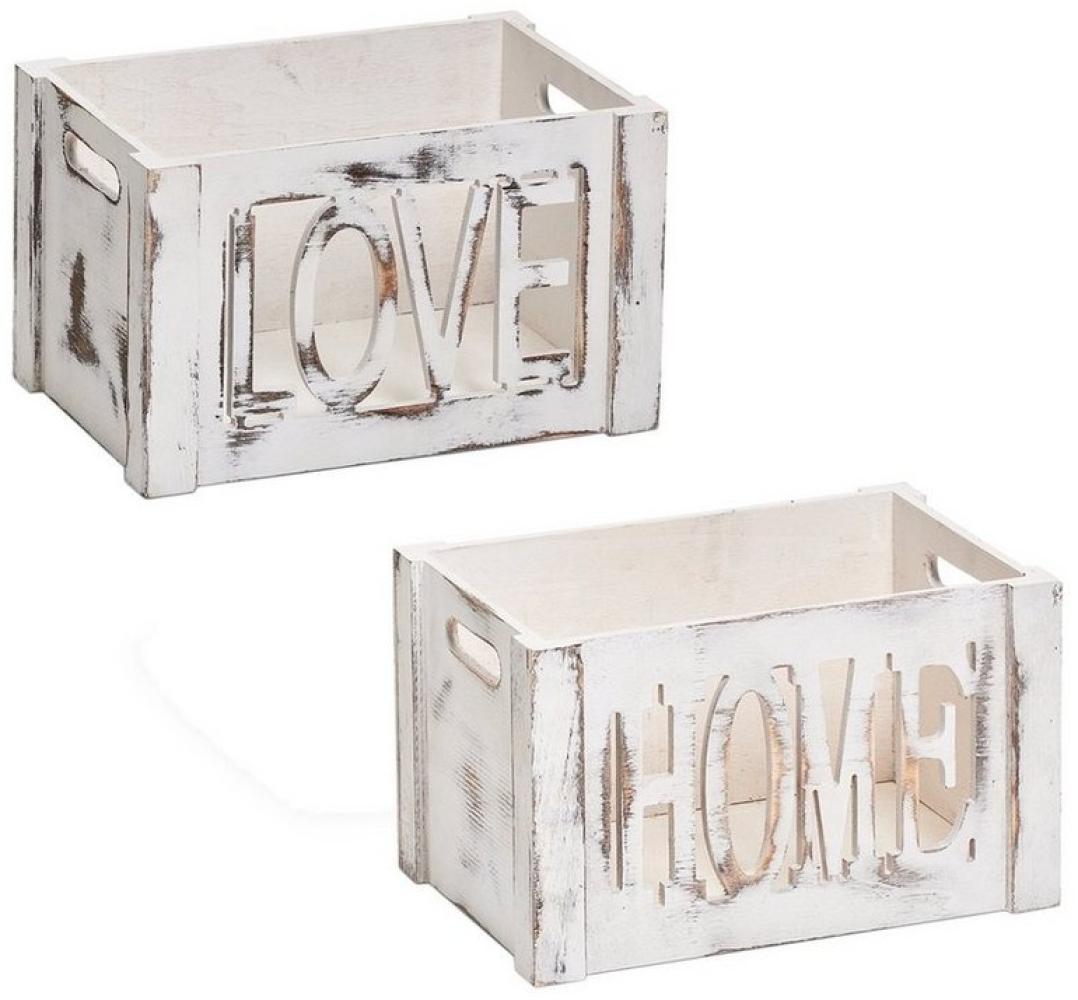 HTI-Living Holzkiste Aufbewahrungskisten Love und Home 2er-Set (Set, 2 St, 2x Aufbewahrungskisten), Aufbewahrungsboxen Bild 1