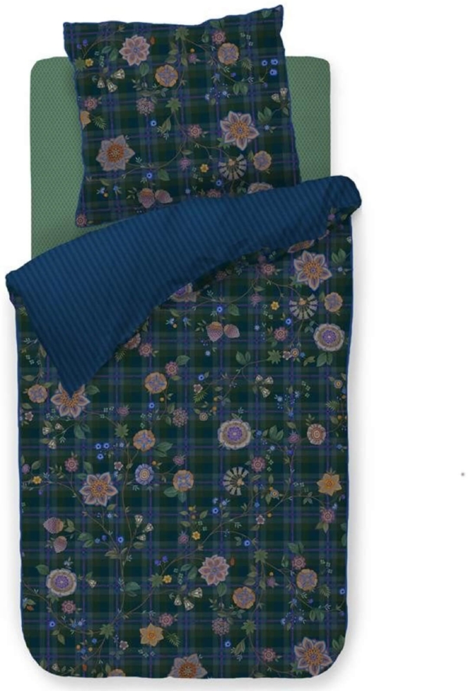 Pip Studio Bettwäsche Flores Felices Dark Blue Perkal 155 x 220 + 80 x 80 cm Bild 1