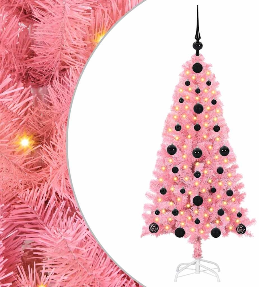 vidaXL Weihnachtsbaum mit 150 LEDs mit Ständer Rosa 120 cm PVC 3396408 Bild 1