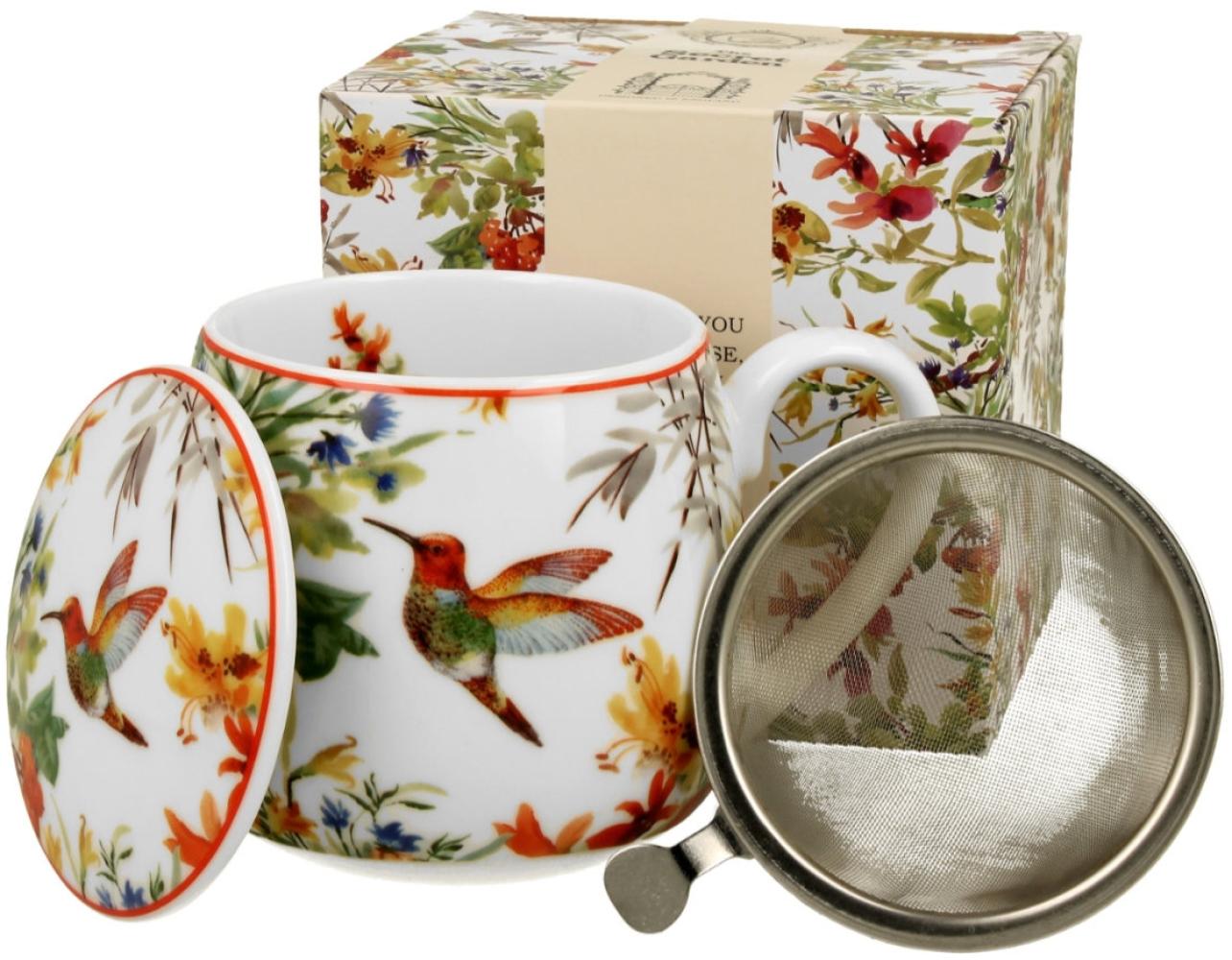 DUO FLORAL Fassbecher 430 ml LINNEA mit Teesieb, New Bone China Porzellan Bild 1