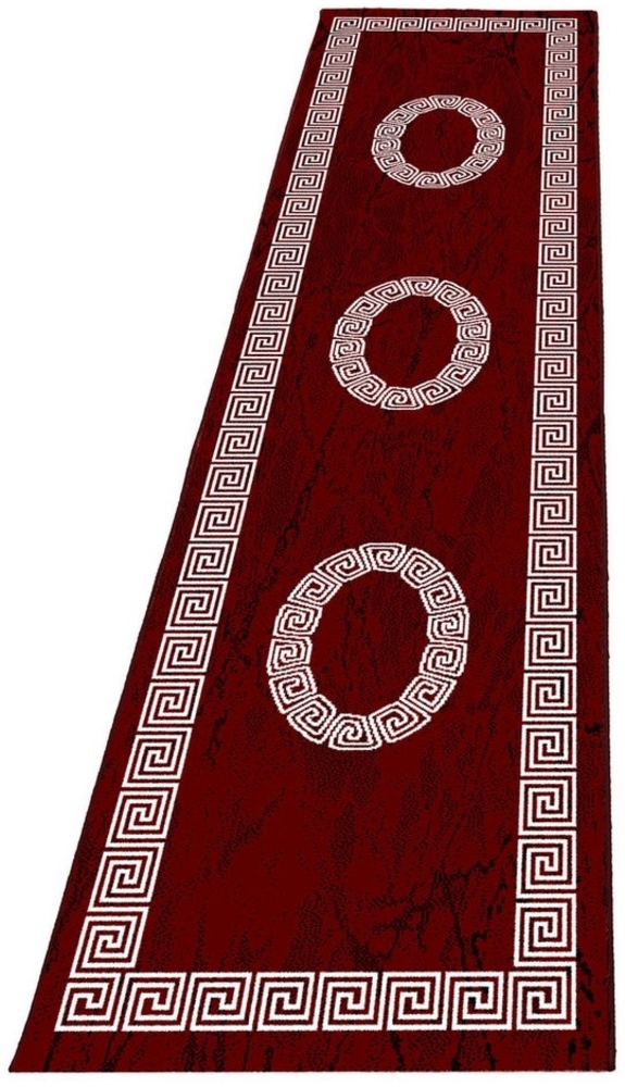 Villa Möbel Designteppich Pluiva, Höhe: 6 mm, Modern Kurzflor Teppich Wohnzimmer Mäander Design Rot Pflegeleicht Bild 1