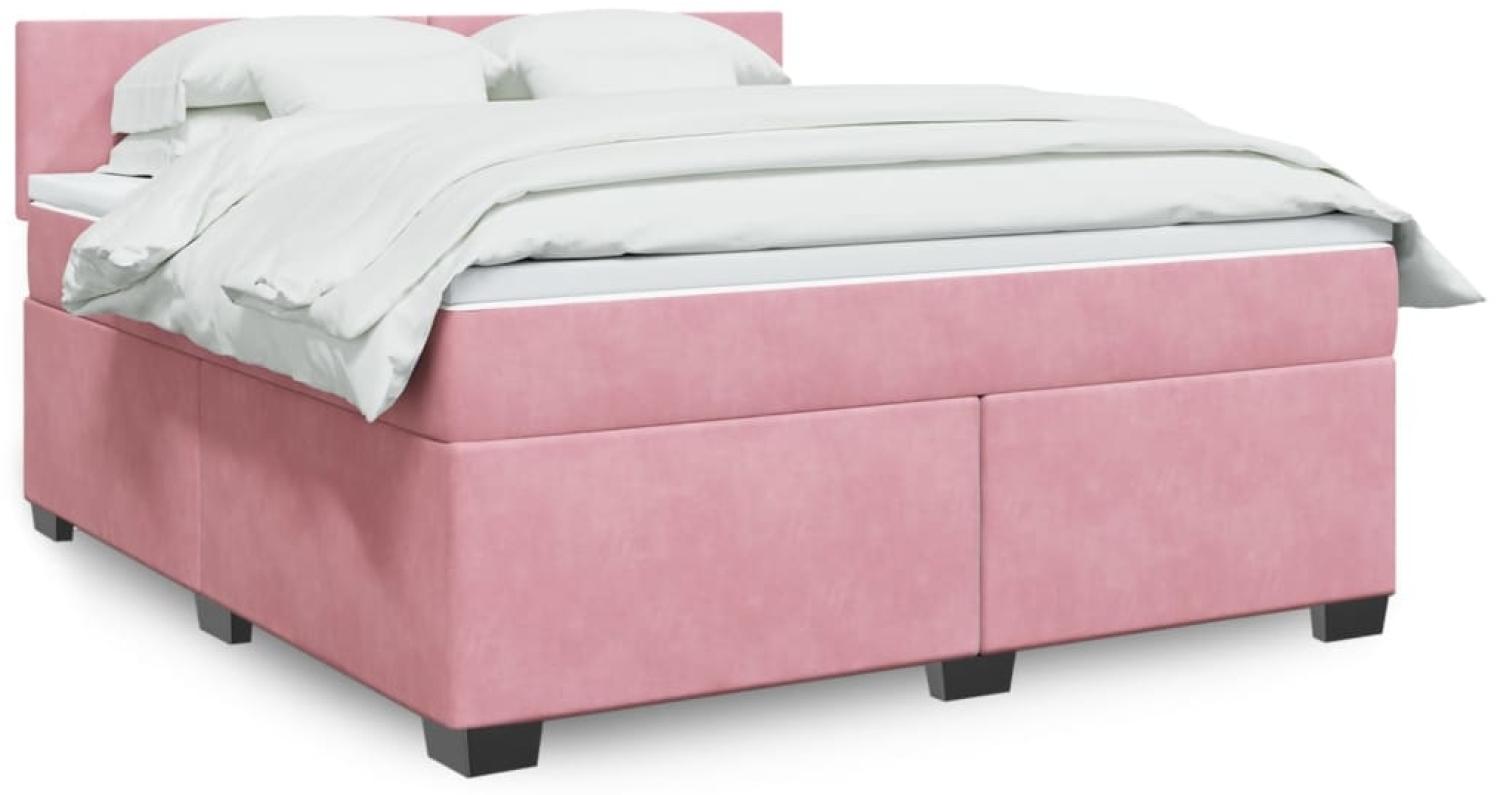 vidaXL Boxspringbett mit Matratze Rosa 180x200 cm Samt 3286377 Bild 1