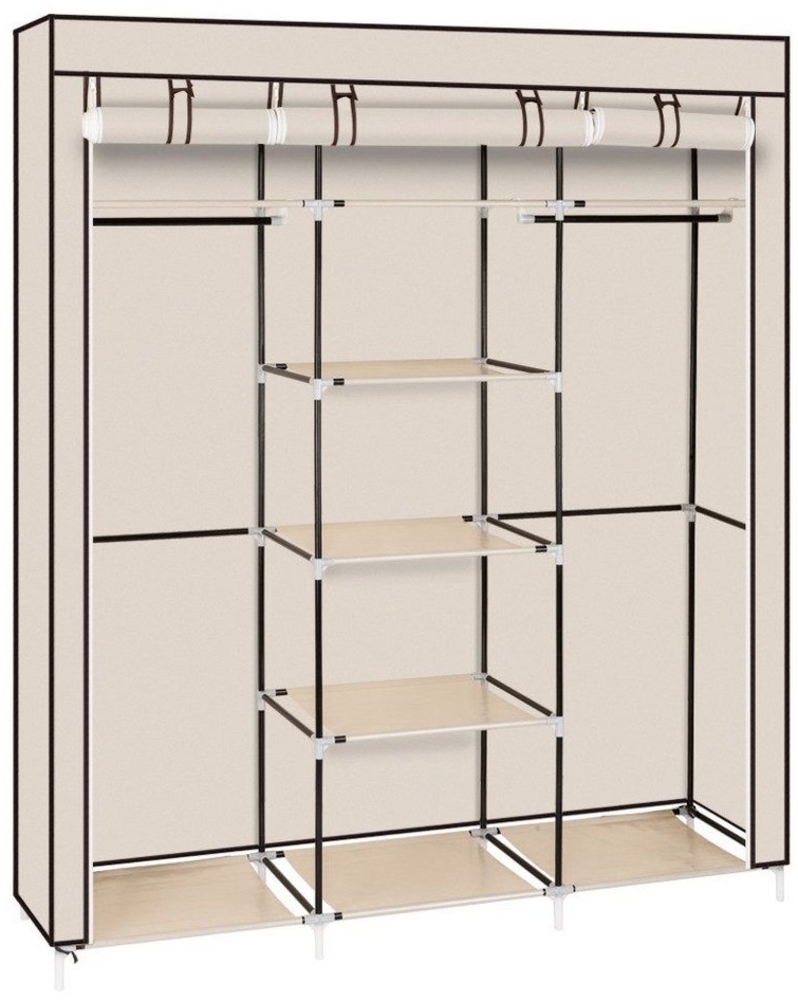 FCH Kleiderschrank stoffschrank, Faltbarer Kleiderschrank mit Kleiderstangen, 6 Ablagen, 150x45x175cm Bild 1